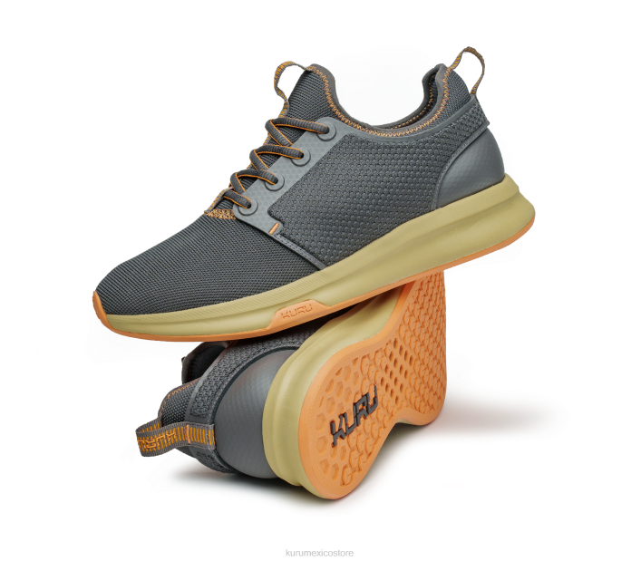 zapatos TR2T61 mujer átomo de ancho Kuru gris humo/naranja pálido